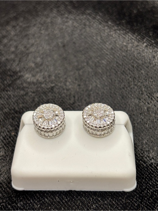 Moissanite Other - .925 Sterling Silver 2.5 CTW VVS Moissanite Small Baguette Halo Stud Earrings
